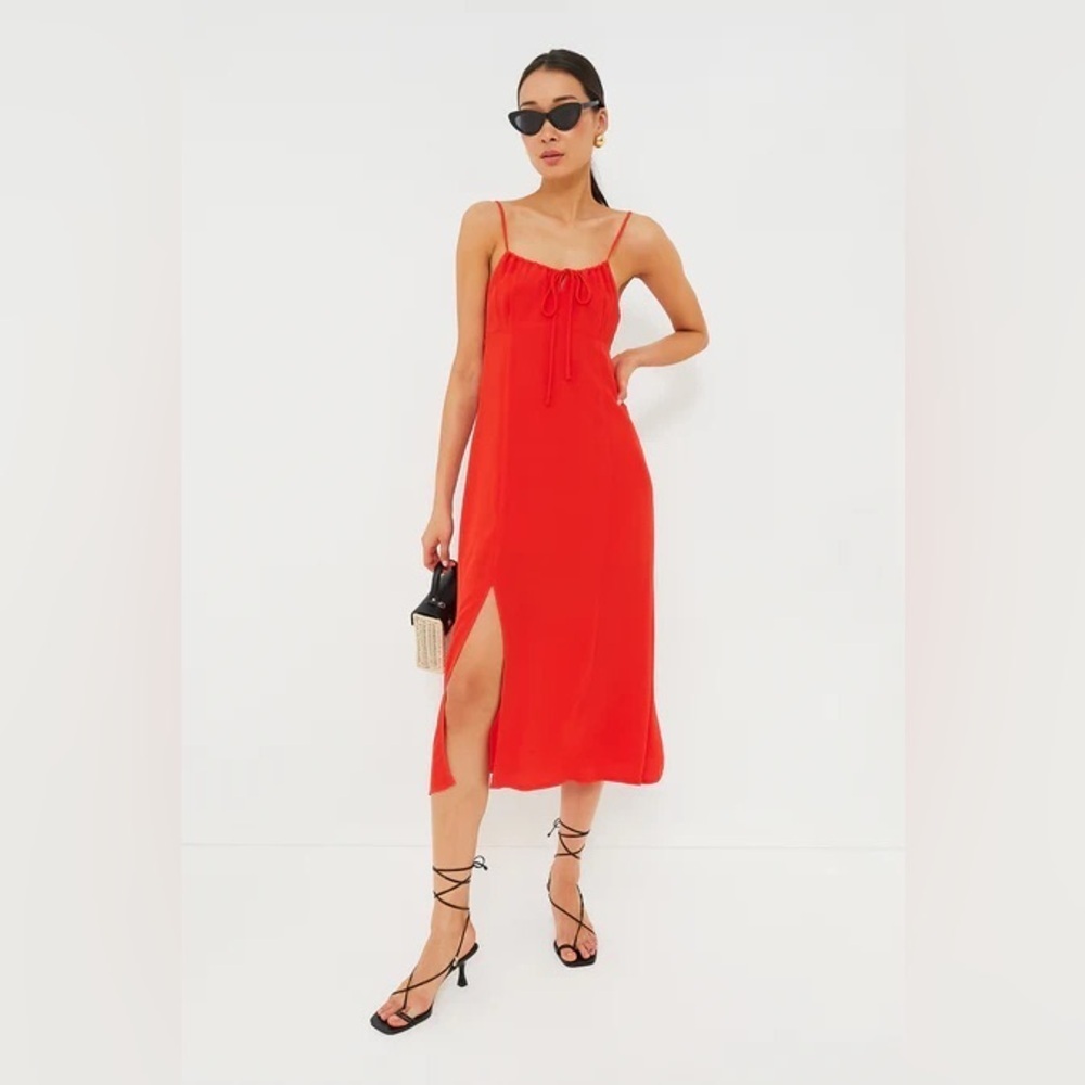 Emerson Fry Grenadine Amy Sundress Size M NWT Red Midi Dress Viscose Slit USA - Picture 12 of 12